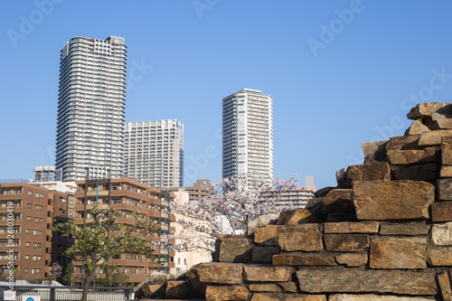 Kachidoki, Tokyo, Japan, 04/06/2019 , View of Kachidoki taller buildings from Harumi triton square. photo