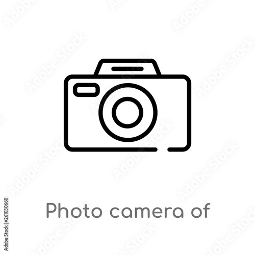 outline photo camera of rounded square shape vector icon. isolated black simple line element illustration from tools and utensils concept. editable vector stroke photo camera of rounded square shape