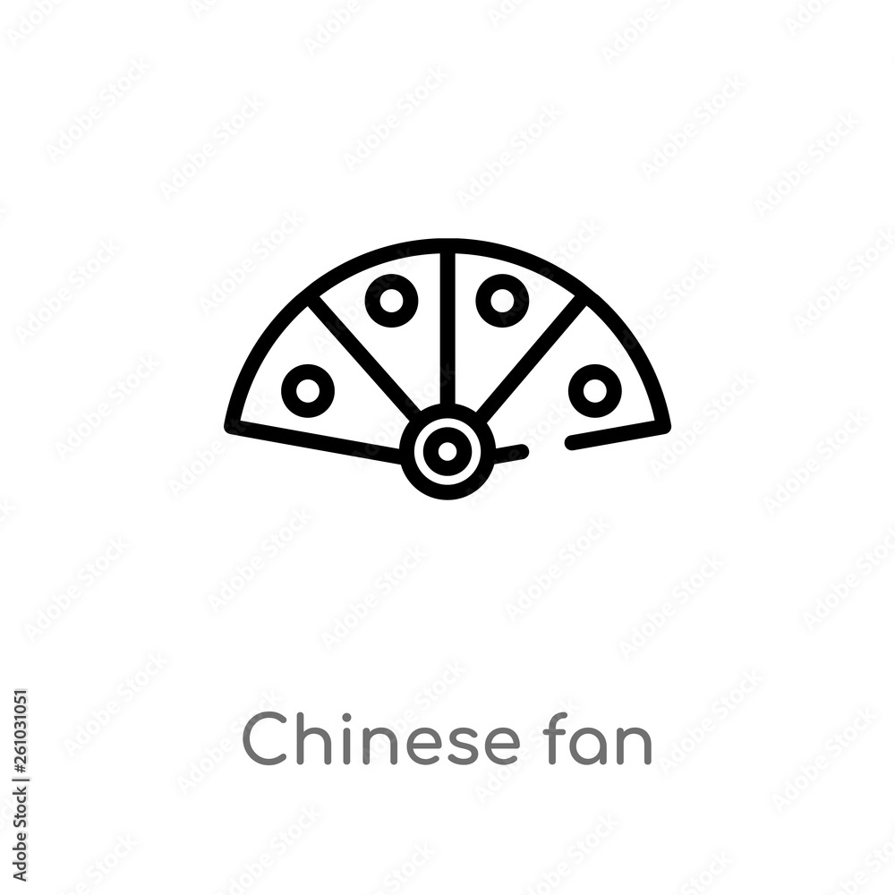 outline chinese fan vector icon. isolated black simple line element illustration from tools and utensils concept. editable vector stroke chinese fan icon on white background outline chinese fan vector icon. isolated black simple line element illustration from tools and utensils concept. editable vector stroke chinese fan icon on white background