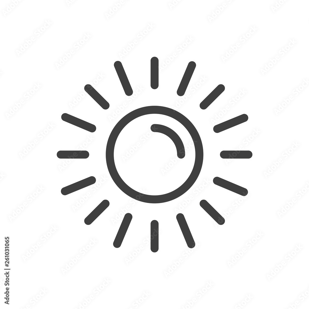 Modern Sun Icon. Simple Design. Vector Lines