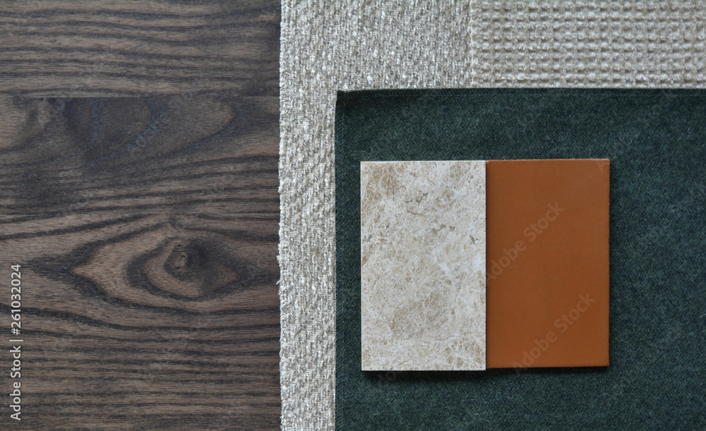 Fototapeta premium interior textures fabrics moodboard furniture living room