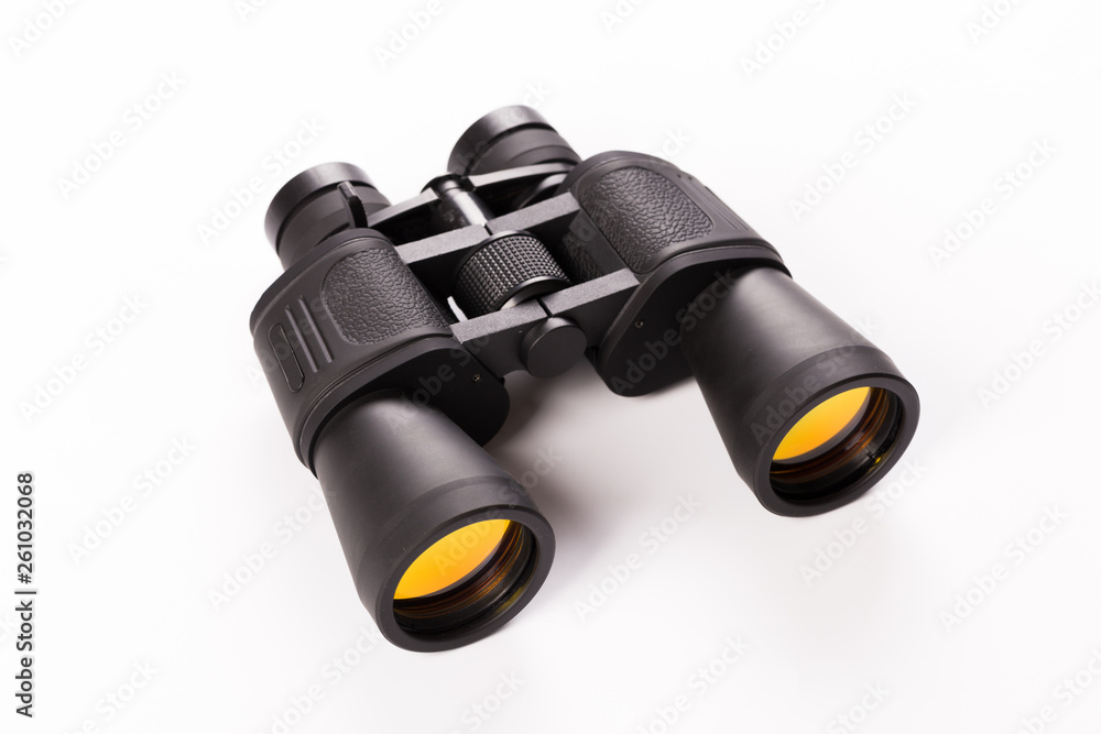 Black binoculars isolated on white background Black binoculars isolated on white background