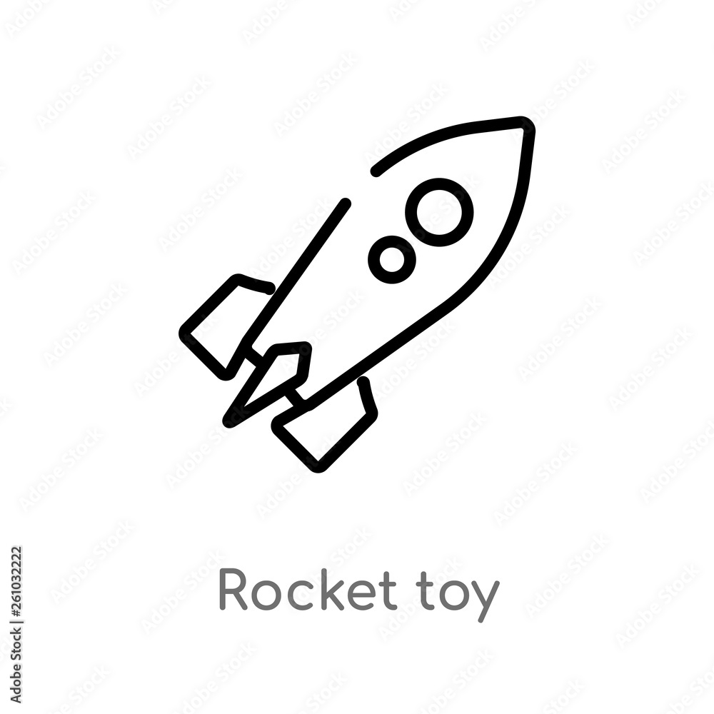 outline rocket toy vector icon. isolated black simple line element illustration from toys concept. editable vector stroke rocket toy icon on white background outline rocket toy vector icon. isolated black simple line element illustration from toys concept. editable vector stroke rocket toy icon on white background