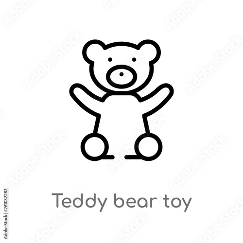 outline teddy bear toy vector icon. isolated black simple line element illustration from toys concept. editable vector stroke teddy bear toy icon on white background