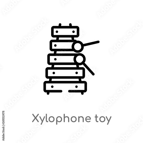 outline xylophone toy vector icon. isolated black simple line element illustration from toys concept. editable vector stroke xylophone toy icon on white background