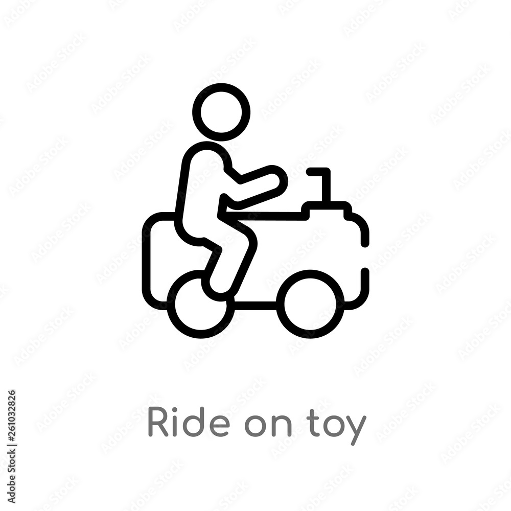 outline ride on toy vector icon. isolated black simple line element illustration from toys concept. editable vector stroke ride on toy icon on white background outline ride on toy vector icon. isolated black simple line element illustration from toys concept. editable vector stroke ride on toy icon on white background