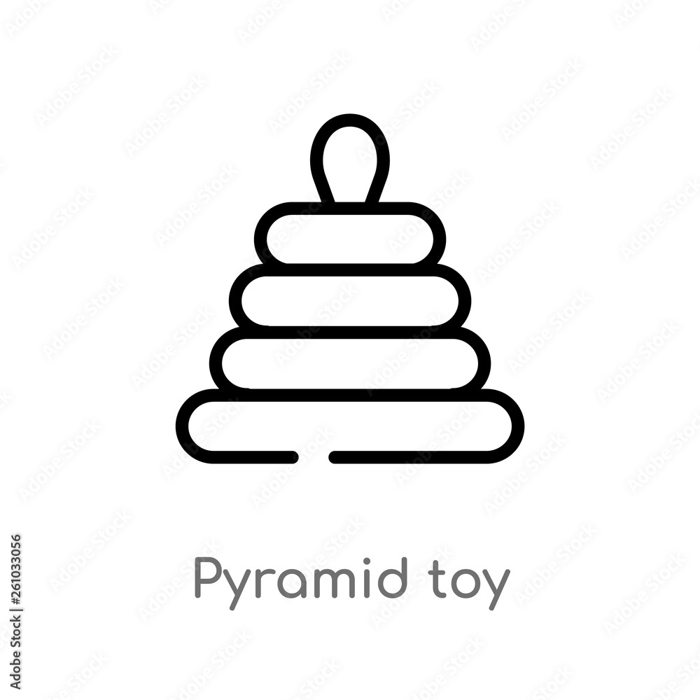 outline pyramid toy vector icon. isolated black simple line element illustration from toys concept. editable vector stroke pyramid toy icon on white background outline pyramid toy vector icon. isolated black simple line element illustration from toys concept. editable vector stroke pyramid toy icon on white background