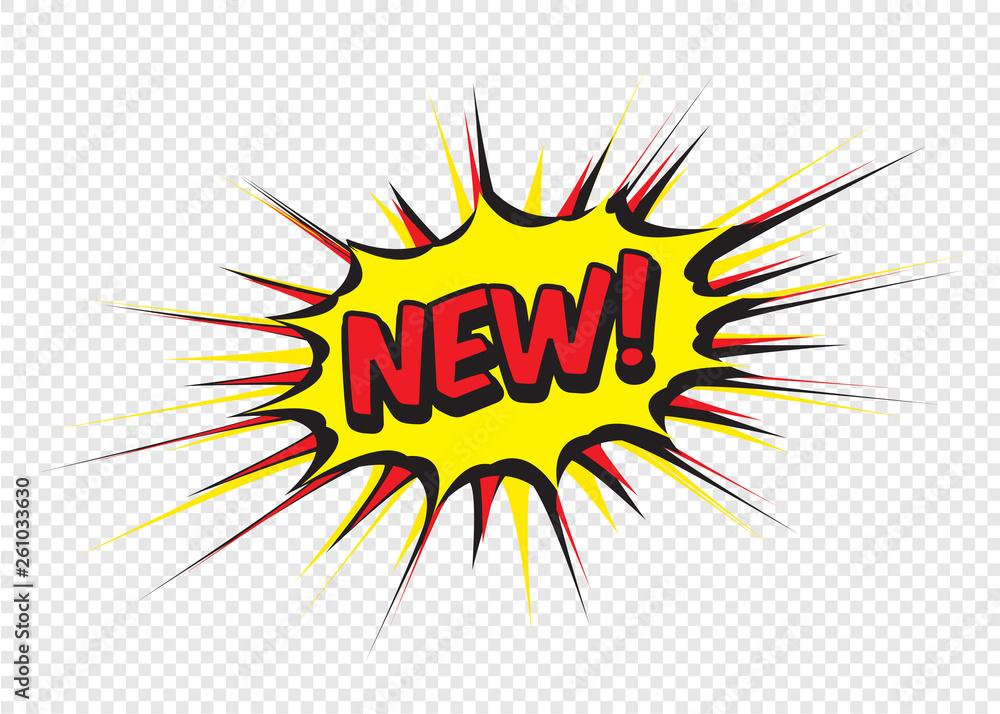 Fototapeta premium Color comic speech bubble and text new. Vector Illustration.