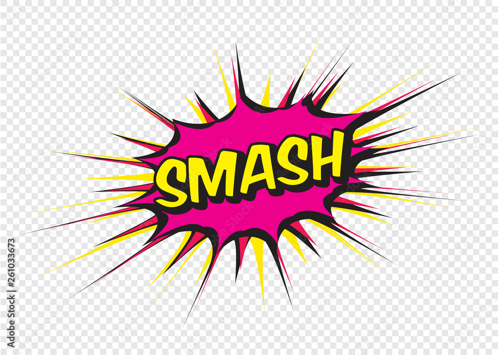 Fototapeta premium Color comic speech bubble and text smash. Vector Illustration.