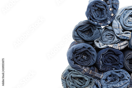 Blue denim jeans texture isolated