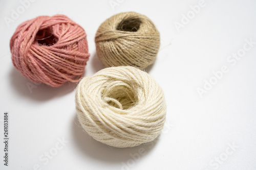 colored ball of yarn isolated in white background