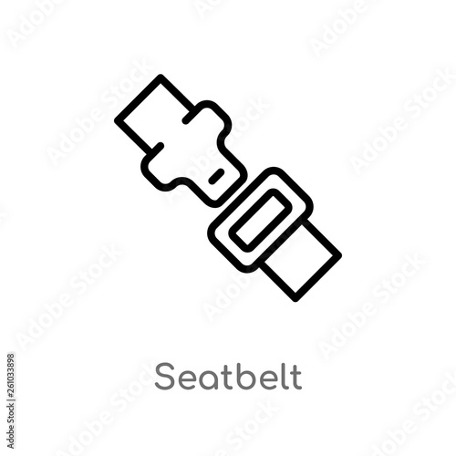 outline seatbelt vector icon. isolated black simple line element illustration from transport concept. editable vector stroke seatbelt icon on white background