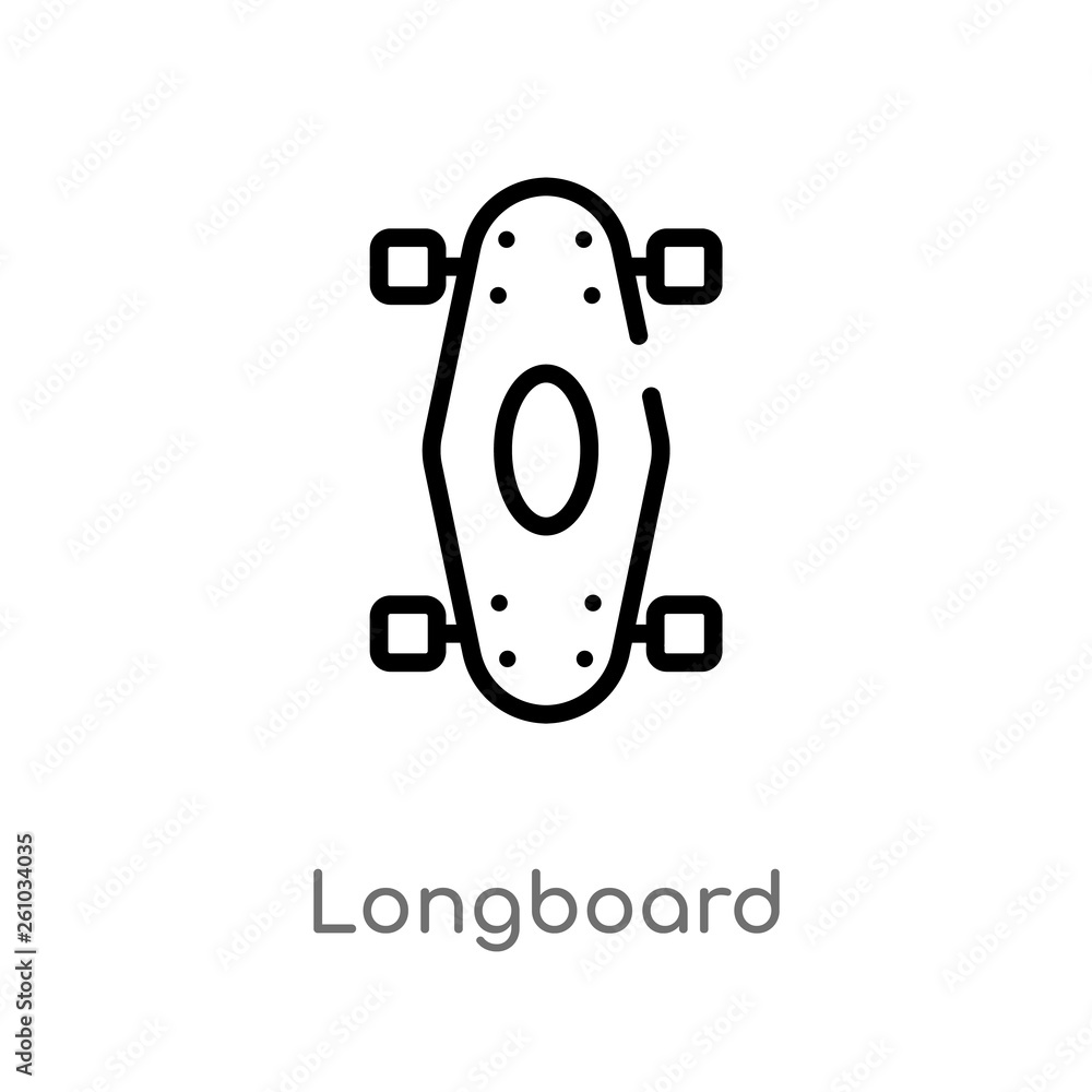 outline longboard vector icon. isolated black simple line element illustration from transport concept. editable vector stroke longboard icon on white background outline longboard vector icon. isolated black simple line element illustration from transport concept. editable vector stroke longboard icon on white background