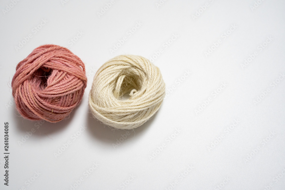 colored ball of yarn isolated in white background