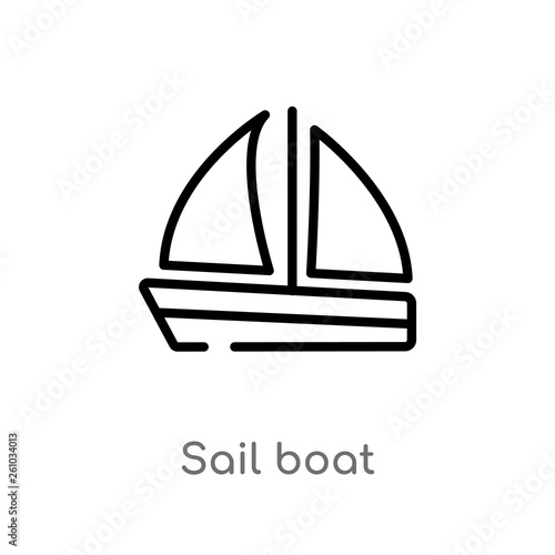 outline sail boat vector icon. isolated black simple line element illustration from transport concept. editable vector stroke sail boat icon on white background