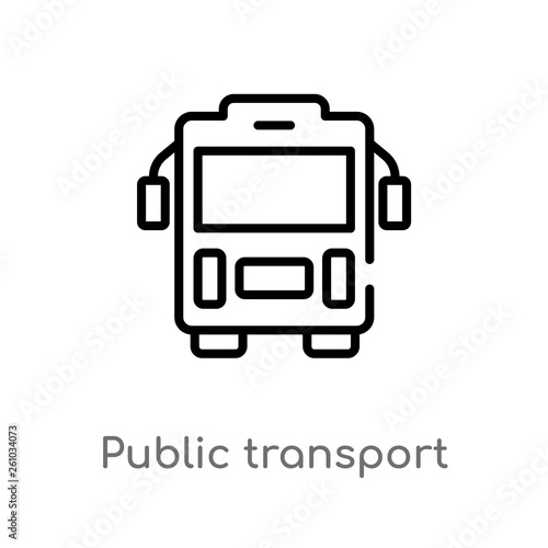 outline public transport vector icon. isolated black simple line element illustration from transport concept. editable vector stroke public transport icon on white background