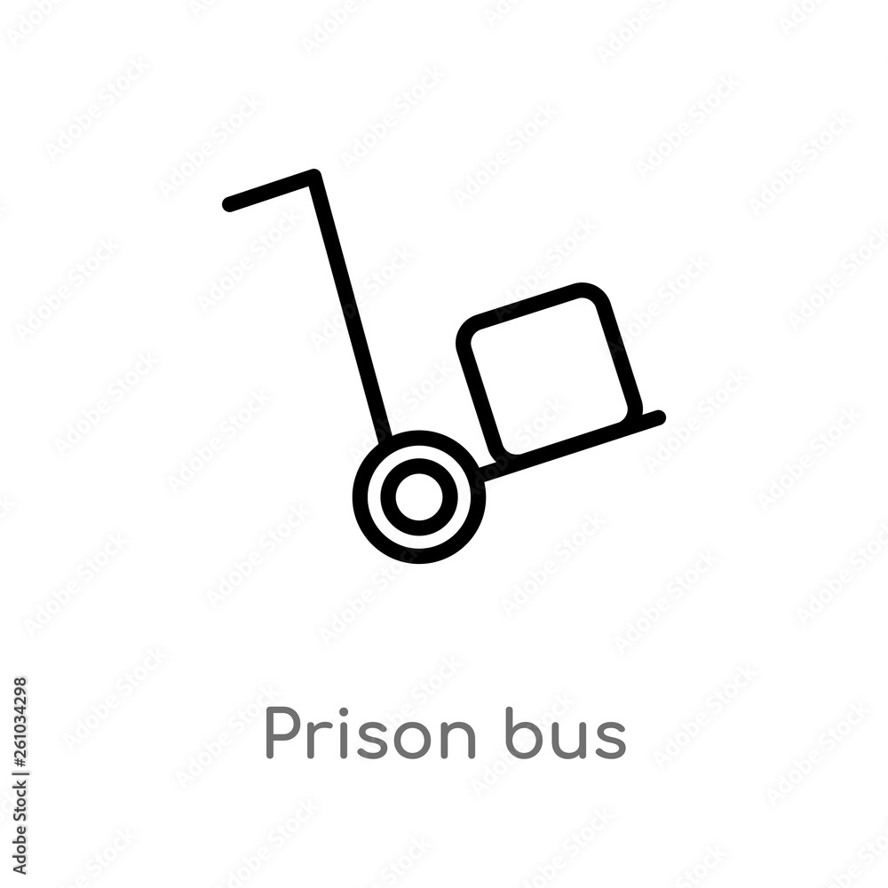 outline prison bus vector icon. isolated black simple line element illustration from transport concept. editable vector stroke prison bus icon on white background outline prison bus vector icon. isolated black simple line element illustration from transport concept. editable vector stroke prison bus icon on white background