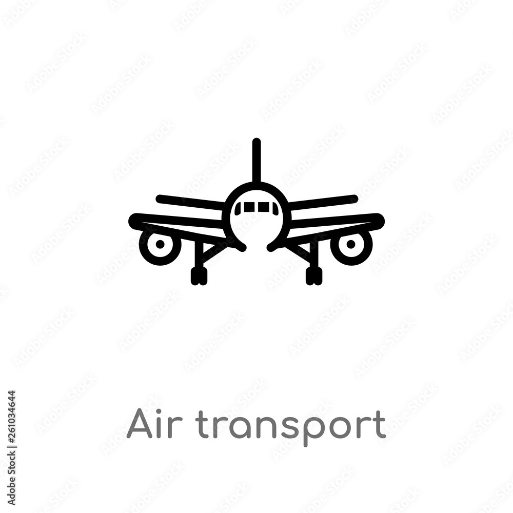 outline air transport vector icon. isolated black simple line element illustration from transport concept. editable vector stroke air transport icon on white background