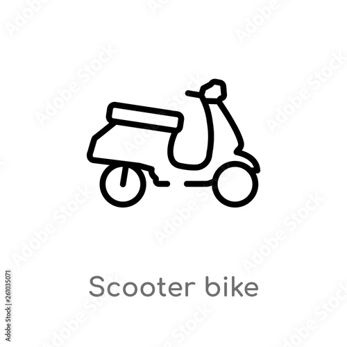 outline scooter bike vector icon. isolated black simple line element illustration from transport concept. editable vector stroke scooter bike icon on white background