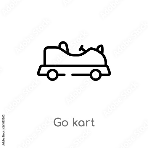 outline go kart vector icon. isolated black simple line element illustration from transport concept. editable vector stroke go kart icon on white background