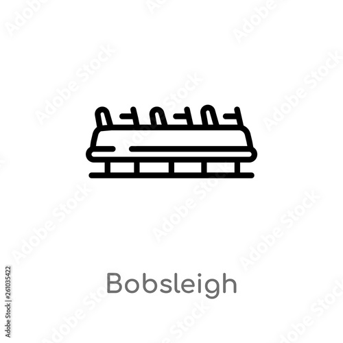 outline bobsleigh vector icon. isolated black simple line element illustration from transport concept. editable vector stroke bobsleigh icon on white background