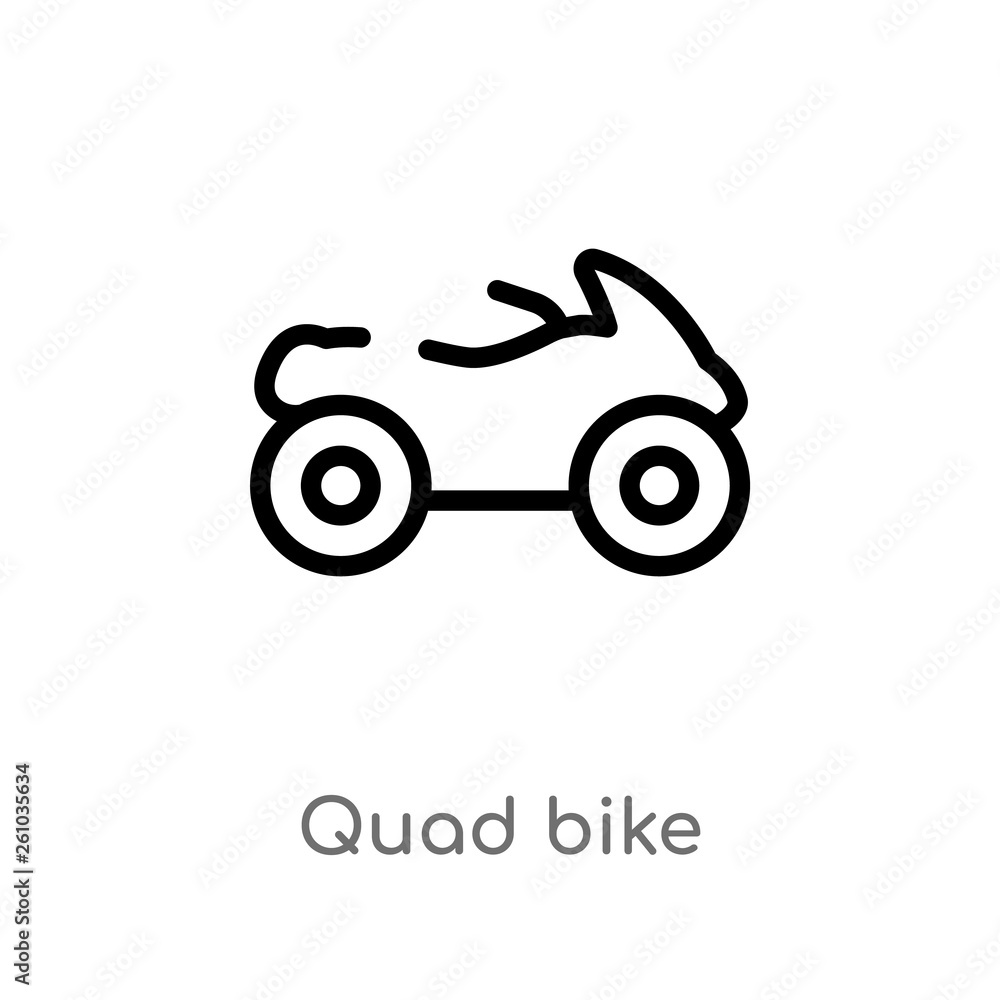 outline quad bike vector icon. isolated black simple line element illustration from transport concept. editable vector stroke quad bike icon on white background