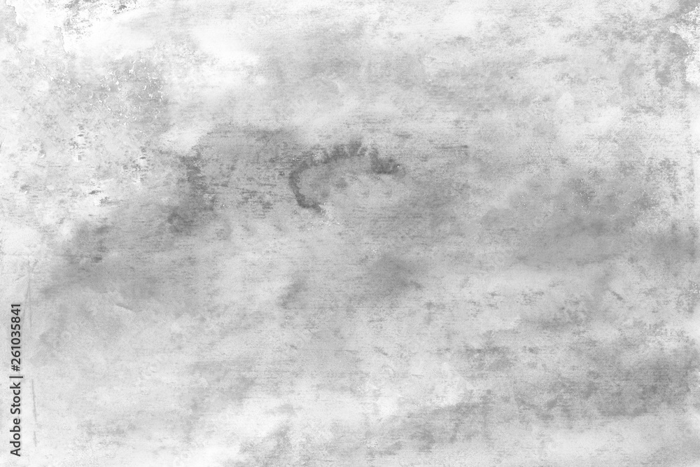 Fototapeta premium Gray acrylic background on white paper. Paint leaks and ombre effects. 