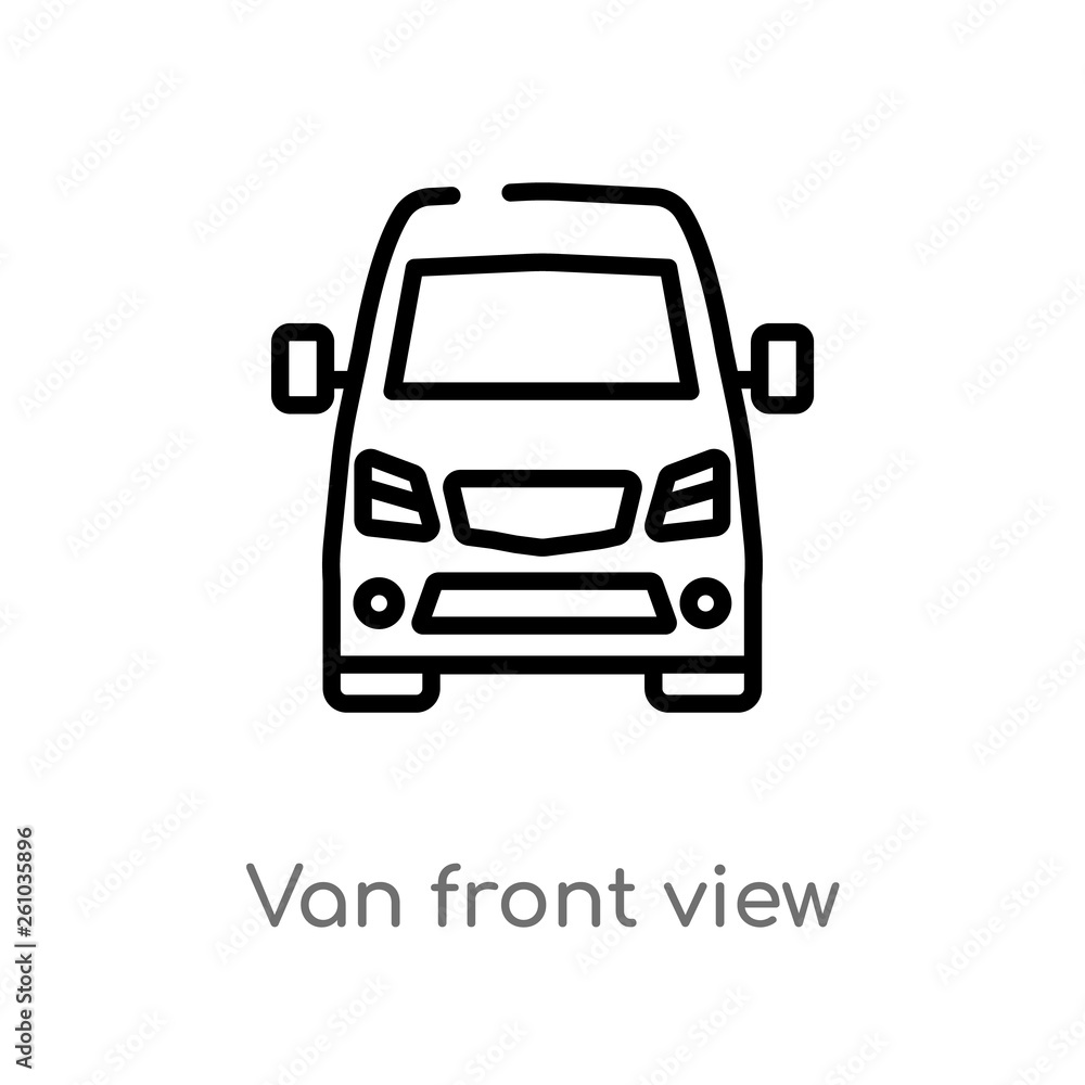 outline van front view vector icon. isolated black simple line element illustration from transport concept. editable vector stroke van front view icon on white background outline van front view vector icon. isolated black simple line element illustration from transport concept. editable vector stroke van front view icon on white background