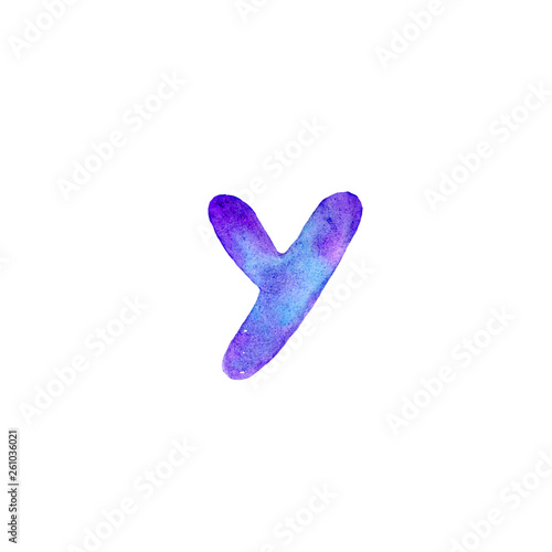 Watercolor letter Y. Creative typography. Isolated design element in raster format.