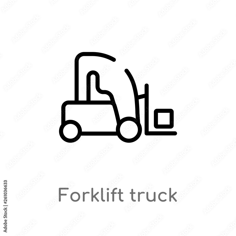 outline forklift truck vector icon. isolated black simple line element illustration from transport concept. editable vector stroke forklift truck icon on white background outline forklift truck vector icon. isolated black simple line element illustration from transport concept. editable vector stroke forklift truck icon on white background