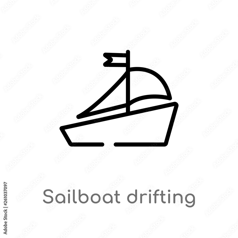 outline sailboat drifting vector icon. isolated black simple line element illustration from transport concept. editable vector stroke sailboat drifting icon on white background outline sailboat drifting vector icon. isolated black simple line element illustration from transport concept. editable vector stroke sailboat drifting icon on white background