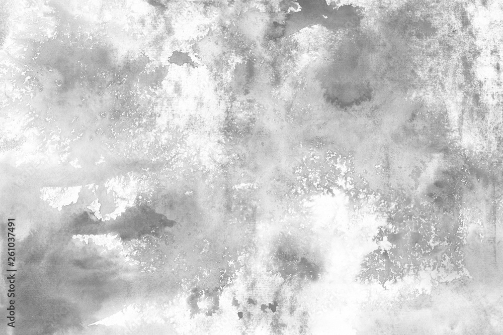 Gray acrylic background on white paper. Paint leaks and ombre effects. Gray acrylic background on white paper. Paint leaks and ombre effects.