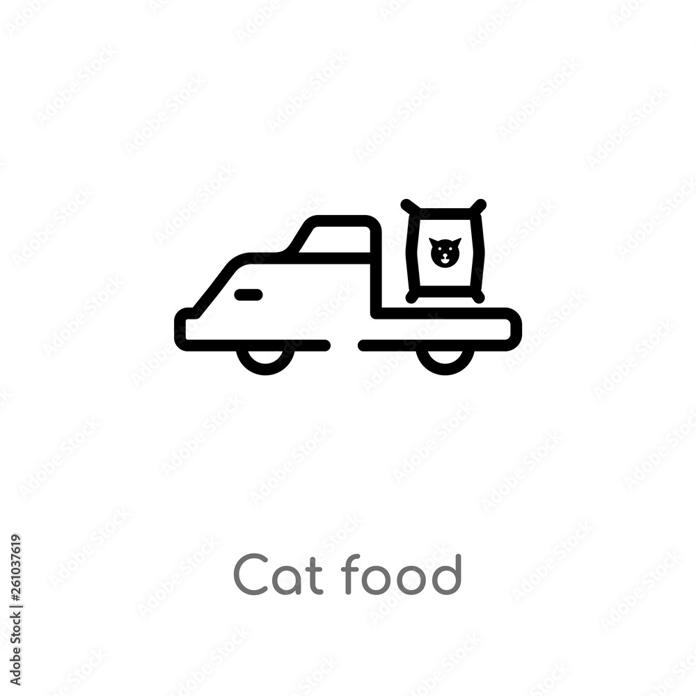 outline cat food vector icon. isolated black simple line element illustration from transport concept. editable vector stroke cat food icon on white background outline cat food vector icon. isolated black simple line element illustration from transport concept. editable vector stroke cat food icon on white background