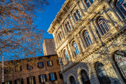 Beautiful facade of building in Bologna