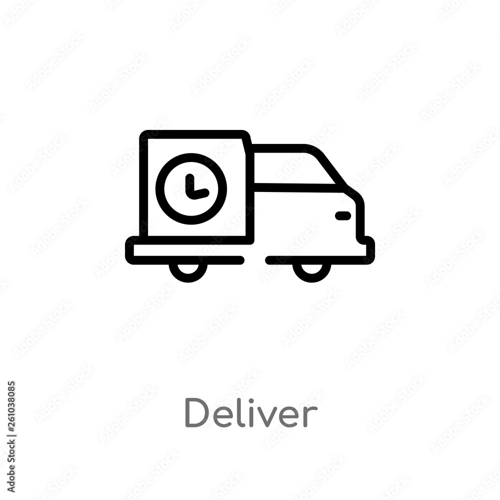 outline deliver vector icon. isolated black simple line element illustration from transport concept. editable vector stroke deliver icon on white background outline deliver vector icon. isolated black simple line element illustration from transport concept. editable vector stroke deliver icon on white background