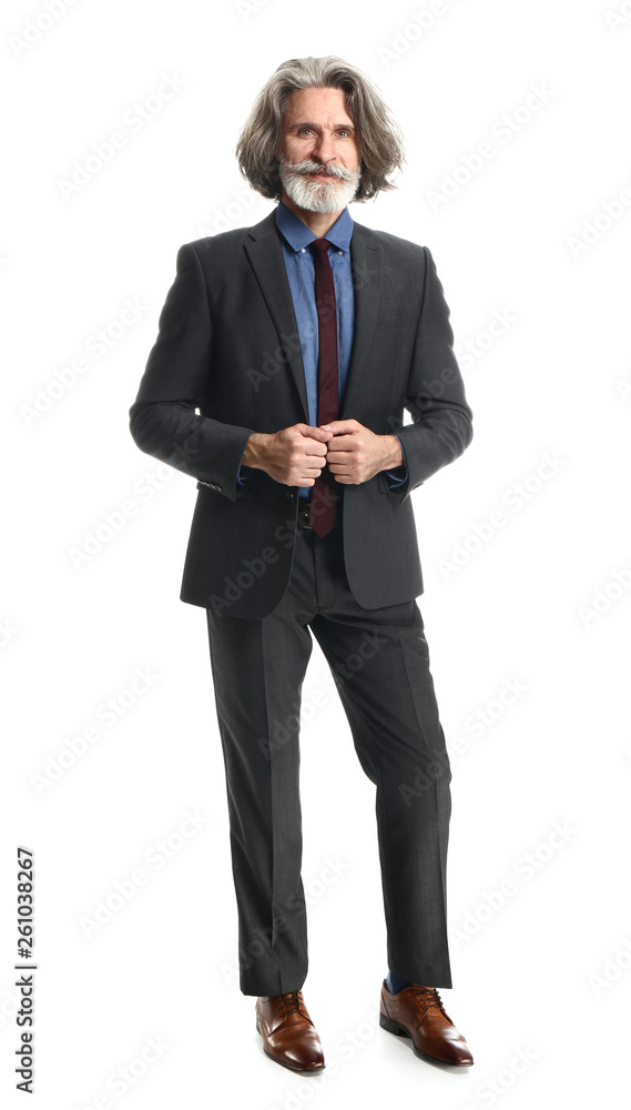 Handsome mature businessman on white background Handsome mature businessman on white background