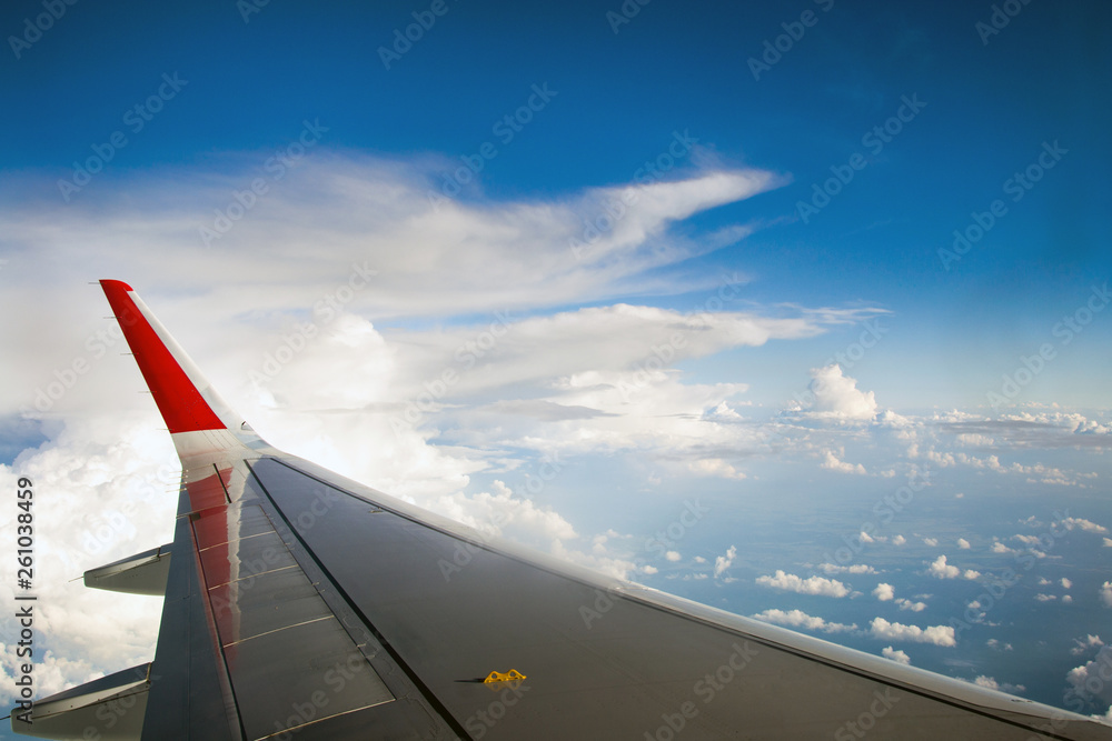 View of clouds from the airplane window