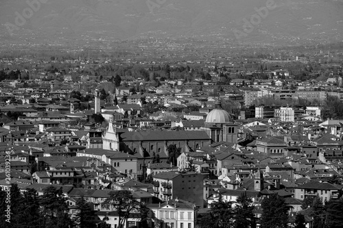 Panoramic view of Vicenza fron Monte Berico. Gigapixel landscape. Vicenza, Veneto, Italy. 26 March 2019