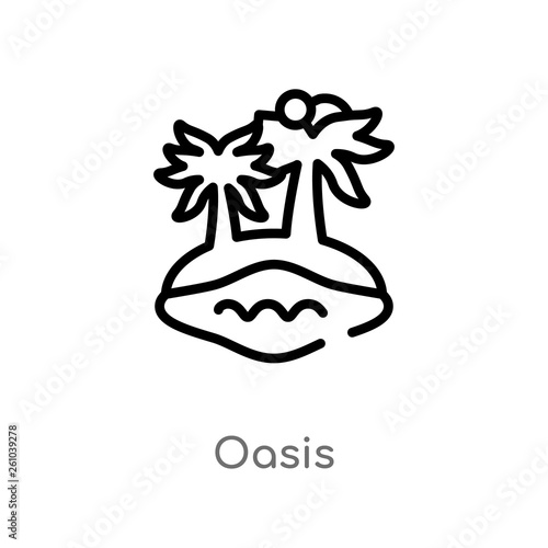 outline oasis vector icon. isolated black simple line element illustration from africa concept. editable vector stroke oasis icon on white background