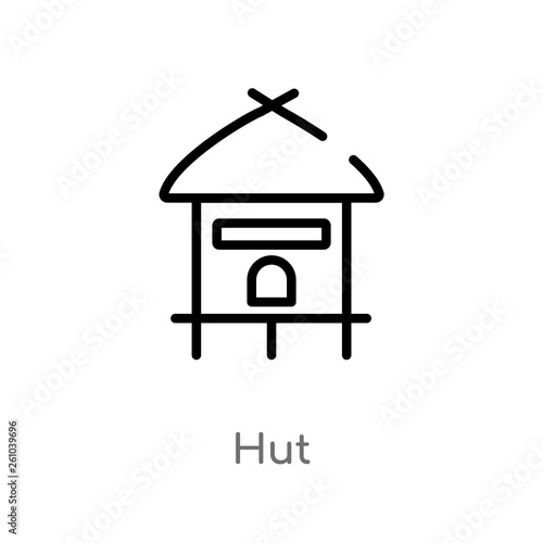 outline hut vector icon. isolated black simple line element illustration from africa concept. editable vector stroke hut icon on white background
