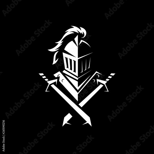 Valokuvatapetti knight logo design vector illustration template