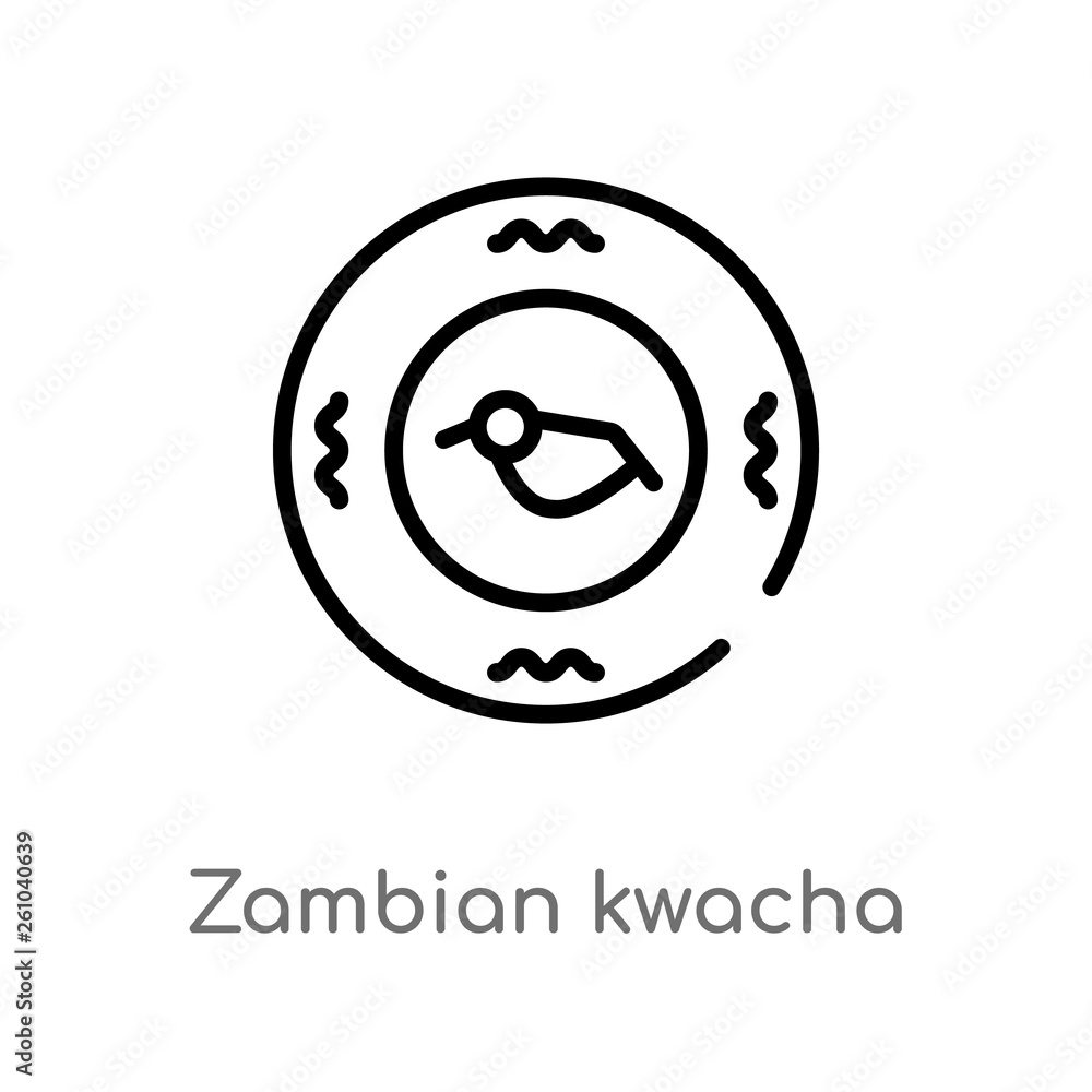 outline zambian kwacha vector icon. isolated black simple line element illustration from africa concept. editable vector stroke zambian kwacha icon on white background outline zambian kwacha vector icon. isolated black simple line element illustration from africa concept. editable vector stroke zambian kwacha icon on white background
