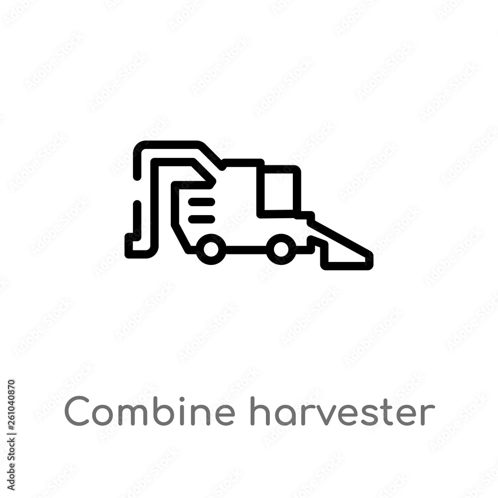 outline combine harvester vector icon. isolated black simple line element illustration from agriculture farming concept. editable vector stroke combine harvester icon on white background