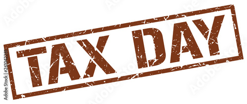 tax day brown grunge square vintage rubber stamp