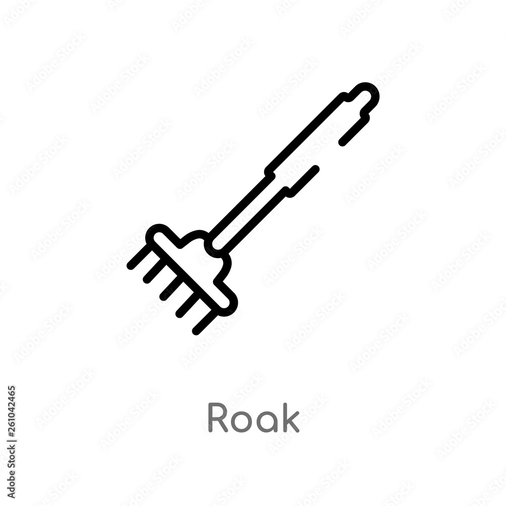 outline roak vector icon. isolated black simple line element illustration from farming and gardening concept. editable vector stroke roak icon on white background outline roak vector icon. isolated black simple line element illustration from farming and gardening concept. editable vector stroke roak icon on white background