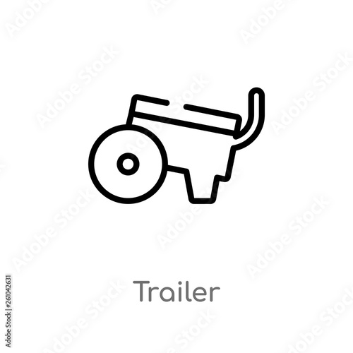outline trailer vector icon. isolated black simple line element illustration from farming and gardening concept. editable vector stroke trailer icon on white background © zaurrahimov