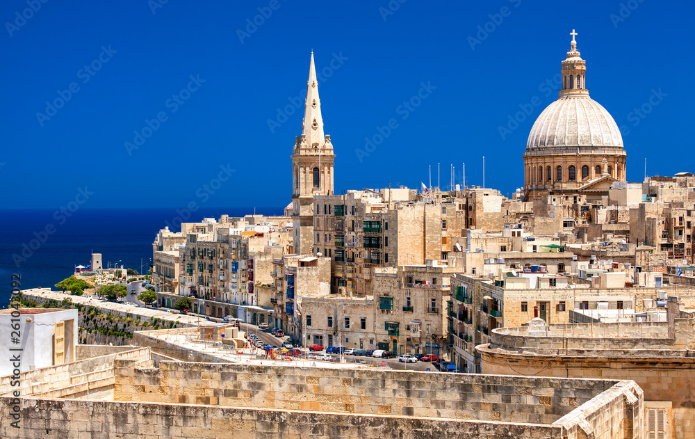 Skyline of capital city of Malta - La Valletta