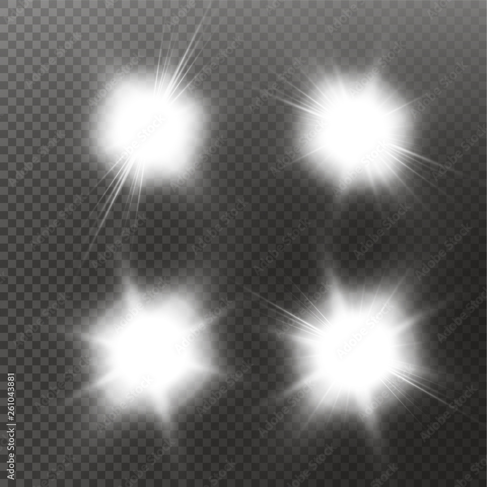 Set of Vector glowing light effect stars bursts with sparkles on transparent background. Transparent stars Set of Vector glowing light effect stars bursts with sparkles on transparent background. Transparent stars