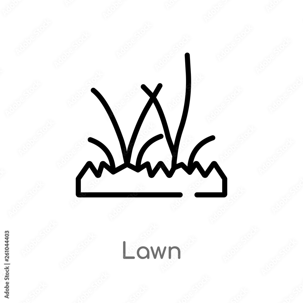 outline lawn vector icon. isolated black simple line element illustration from gardening concept. editable vector stroke lawn icon on white background outline lawn vector icon. isolated black simple line element illustration from gardening concept. editable vector stroke lawn icon on white background