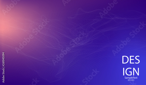 Abstract blue design with smooth abstract lines, light haze